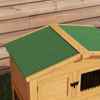 PawHut Wood Rabbit Hutch w/ Ramp, Openable Roof, Pull-out Tray, Yellow(m-9)