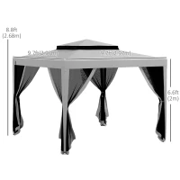 Outsunny 10' x 10' Outdoor Canopy Tent Party Tent with Mesh Netting and Double Tier Roof for Backyard, Garden, Patio, Light Grey(m-3)