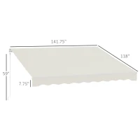 Outsunny 12' x 10' Electric Awning, Retractable Awning, UV Protection Sun Shade Shelter with Remote Controller and Manual Crank Handle for Deck, Balcony, Yard, Cream White(m-3)