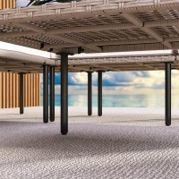 Outsunny 5-Piece Rattan Patio Furniture Set with Sofa, Chaise Lounge, Coffee Table, Footstools, Cushions, Cream White(m-7)