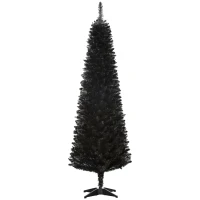 HOMCOM 6' Artificial Pencil Christmas Tree, Slim Xmas Tree with 390 Realistic Branch Tips and Plastic Stand, Black(m-1)