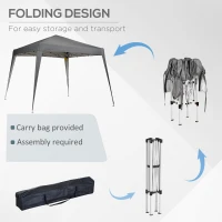 Outsunny 8' x 8' Pop Up Canopy, Outdoor Folding Tent, Portable Party Tent with Carrying Bag for Camping, Party, Picnic, Grey(m-5)