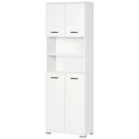 kleankin Bathroom Cabinet, Freestanding Linen Cabinet with Open Shelves and Cupboards, 23.6"x13.2"x72", White(m-11)