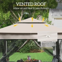 Outsunny 11' x 11' Pop Up Canopy 2-Tier Soft Top Shelter Event Tent w/ Netting Carry Bag for Patio Backyard Garden, Cream White(m-5)