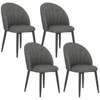 HOMCOM Modern Dining Chairs Set of 4, Upholstered Dining Room Chairs with Metal Legs, Shell Backrest, Padded Seat, Dark Grey(m-11)