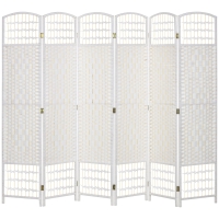 HOMCOM 6 Panel Folding Room Divider Portable Privacy Screen Wave Fiber Room Partition for Home Office White