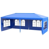 Outsunny 9.6' x 19' Large Party Tent, Outdoor Event Shelter, Gazebo Canopy with 4 Removable Window Sidewalls for Weddings, Picnics, Blue(m-1)