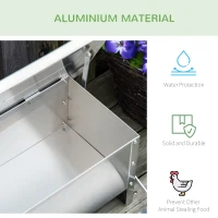 PawHut Automatic Chicken Feeder, 22.5 lbs Capacity Poultry Feeder with Self Opening Treadle, Weather Resistant Lid, for 6 Chickens, Silver(m-6)