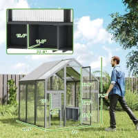 PawHut Large Wooden Chicken Run with Waterproof & Anti-UV Cover, for 6-8 Chickens, for Backyard, Farm, 5.5' x 6' x 6'(m-3)