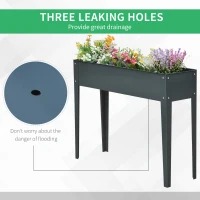 Outsunny Metal Raised Garden Bed, Elevated Planter Box with Legs and Drain Holes, Dark Gray(m-6)