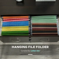 Vinsetto 2-Drawer File Cabinet with Lock and Keys, Lateral Storage Filing Cabinet with Hanging Bar for Letter Size, Home Office, Walnut(m-5)