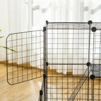 PawHut 2-Tier Foldable Metal Small Animal Playpen Pet Fence with Reshaping Customizable Design, Large Guinea Pig Cage, Bunny Rabbit Cage, and Chinchilla Cage, C&C Cage and Metal Playpen with Mats(m-9)
