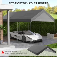 Outsunny 10 x 20ft Carport Replacement Canopy, UV Resistant Garage Car Cover with Ball Bungee Cords, Dark Grey(m-4)