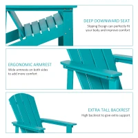 Outsunny Adirondack Chair, HDPE Fire Pit Chair, Weather Resistant Outdoor Chair for Patio, Garden, Backyard, Lawn, Turquoise(m-5)