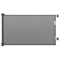 PawHut Retractable Pet Gate, 33.5" Tall, Extends to 59.1" Wide, Foldable Mesh Dog Gate for house, w/ Single Hand Operation, for Stairs, Doorways, Hallways - Grey(m-2)