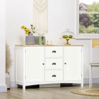 HOMCOM Buffet Cabinet with 3 Storage Drawers, Sideboard for Living Room, White(m-2)