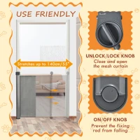 PawHut Retractable Pet Gate, Adjustable Safety Mesh Dog Gate, Extends to 55" for Narrow or Wide Doorways, Hallways, Stairs, Grey(m-4)