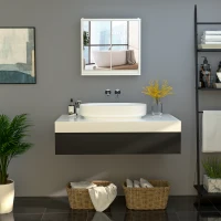 HOMCOM Wall Mounted Bathroom Medicine Cabinet Mirrored Cabinet with Hinged Door 2-Tier Storage Shelves White(m-9)