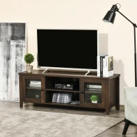 HOMCOM Fireplace TV Stand for TVs up to 60 inches, Wood TV Cabinet w/ Storage Doors or Living Room, Office, Coffee(m-8)