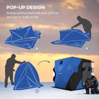 Outsunny 3-4 Person Insulated Ice Fishing Shelter, Pop up Ice Fishing Tent with Windows, Vents and Carry Bag, for Low-Temp -22℉(m-5)