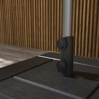 Outsunny 3-in-1 Outdoor Umbrella Base with Wheels and Handles, End Table, Flower Box Planter with Hole, 175 lbs. Capacity, Black(m-9)