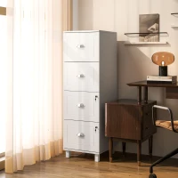 HOMCOM 4 Drawer File Cabinet with Lock, Office Filing Cabinet, A4 Letter Size, Hanging File Folders, White(m-10)