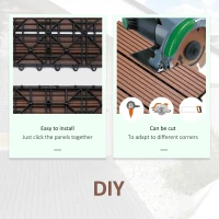 Outsunny 11 Pcs Plastic Interlocking Deck Tiles, 12" x 12" Non-slip Flooring Tiles for Indoor Outdoor Patio Balcony, Light Brown(m-6)