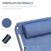 Outsunny Zero Gravity Chair Set of 2 Patio Chair with Side Table Cupholders and Pillows for Pool, Backyard, Lawn, Blue(m-7)