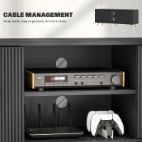 HOMCOM TV Stand with Storage for 55 Inch TV, Modern TV Cabinet with 2 Open Shelves and 2 Cabinets for Living Room, Black(m-6)