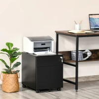 Vinsetto Lockable File Cabinet, Steel Filing Cabinet on Wheels for Legal, A4, Letter Size, with Pencil Tray for Home Office(m-1)