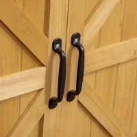 Outsunny Outdoor Storage Cabinet & Potting Table, Wooden Gardening Bench with Patio Cabinet and Magnetic Doors, Yellow(m-9)