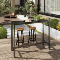 Outsunny Bar Height Outdoor Table, 48" Metal Patio Bar Table with Slatted Top for Hot Tub, Backyard, Poolside, Black(m-8)