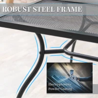 Outsunny 59" Outdoor Dining Table, Metal Frame Rectangular Patio Table for 6 with Mesh Tabletop for Garden, Backyard and Lawn, Black(m-5)