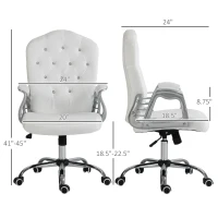 Vinsetto Velvet Office Chair Desk Chair with 360 Degree Swivel Wheels Adjustable Height Tilt Function White(m-3)