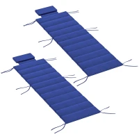 Outsunny Foldable Chaise Lounge Cushion Set of 2, Outdoor Lounge Chair Cushion Set, UPF50+ 230gsm Olefin, 80" x 26" Dark Blue(m-1)