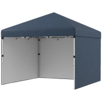 Outsunny 10' x 10' Pop Up Canopy with Sidewalls, Weight Bags and Carry Bag, Height Adjustable Tent for Parties, Navy(m-11)