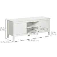 HOMCOM Modern TV Stand for TVs up to 55", TV Bench with Storage Cupboards and Shelves, 47.2" x 16.7" x 19.7", White(m-3)