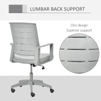 Vinsetto Mid-Back Home Office Chair, Task Computer Desk Chair with Lumbar Support and Adjustable Height, Grey(m-6)