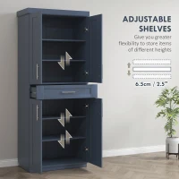 HOMCOM Modern Kitchen Pantry Freestanding Cabinet Cupboard with Doors and Drawer, Adjustable Shelving, Navy Blue(m-5)