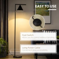 HOMCOM Floor Lamps for Living Room Bedroom Lighting, Modern Adjustable Standing Lamp, 13.75"x10.25"x60.25", Black(m-6)