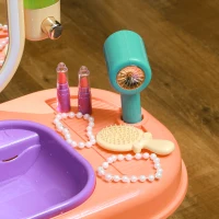 Qaba Kids Vanity Set with Mirror, LED Light, Music, 23 Accessories, Pretend Play Set for Girls 3-6 Years, Purple(m-9)