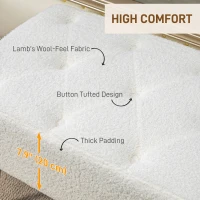 HOMCOM 44" Lamb's Wool-Feel Upholstered Bedroom Bench, End of Bed Bench with Thick Padded Cushion and Steel Legs, Cream White(m-4)