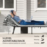 Outsunny Outdoor Chaise Lounge Chair Set of 2, 5-Level Adjustable Folding Pool Lounge Chairs with Cushions, Gray(m-4)