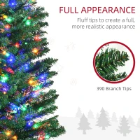 HOMCOM 6' Artificial Pencil Christmas Trees Holiday Decoration with Colorful LED Lights, Steel Base, Skinny Shape(m-5)