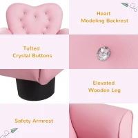 Qaba Kids Mini Princess Sofa Toddler Chair Children Upholstered Tufted Armchair Activity Couch Reclining Seat Boys Girls Furniture Pink(m-5)