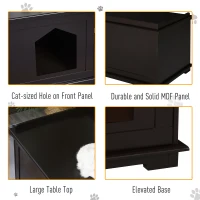 PawHut Wooden Cat Litter Box Enclosure Furniture Style Kitten Washroom with Rotated Door End Table Hideaway, Brown(m-4)