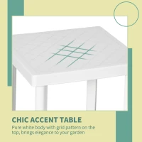 Outsunny Garden Side Table, Plastic Outdoor Square Coffee Table for Drink, Snack, White(m-4)