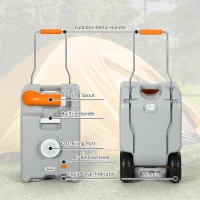 Outsunny 5.8 Gallon RV Waste Tank, Water Container with Collapsible Handle and Wheels, Portable Water Tank for Camping, Grey(m-4)