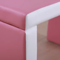 Qaba Kids Sofa Set 2-in-1 Multi-Functional Toddler Table Chair Set 2 Seat Couch Storage Box Soft Sturdy Pink(m-9)