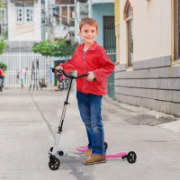 HOMCOM Y Fliker Scooter, Outdoor Swing Wiggle Scooter, 3 Wheel Scooter for 6-8 Years Old, Pink(m-8)